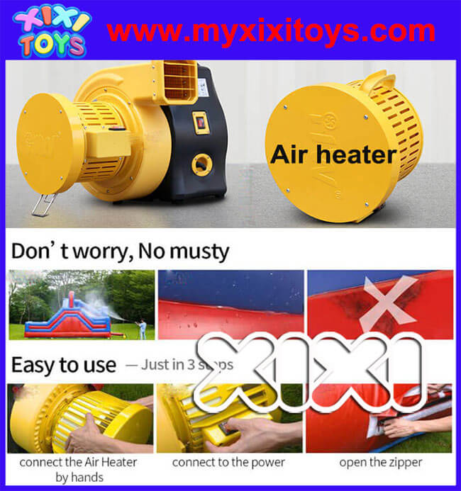 Air heater blower for inflatable water slide